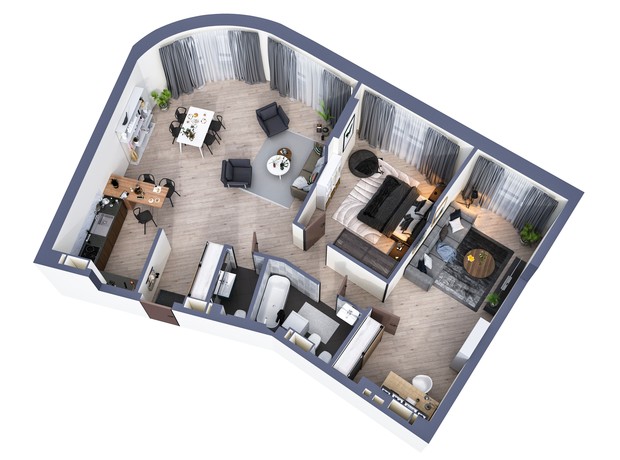 ЖК Greenville Park: планування 3-кімнатної квартири 106.8 м²