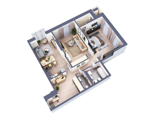 ЖК Greenville Park: планування 2-кімнатної квартири 97.4 м²