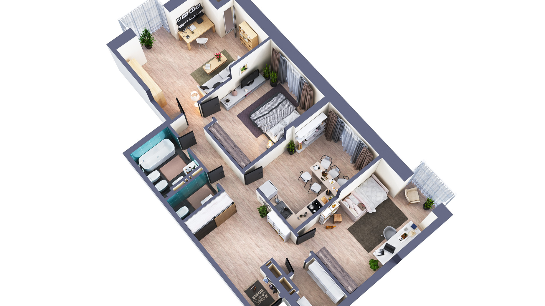 Планування 3-кімнатної квартири в ЖК Greenville Park 107.4 м², фото 568597