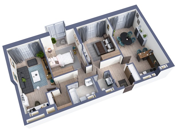 ЖК Greenville Park: планировка 3-комнатной квартиры 95.1 м² ЖК Greenville Park: планировка 3-комнатной квартиры 95.1 м²