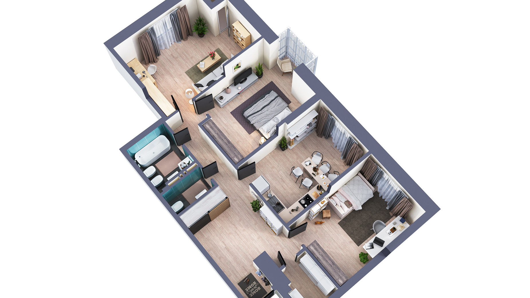 Планування 3-кімнатної квартири в ЖК Greenville Park 105.6 м², фото 568602
