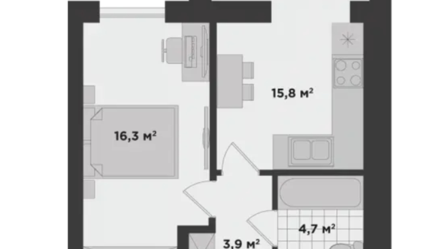 Планировка 1-комнатной квартиры в ЖК Millennium State 40.8 м², фото 568763
