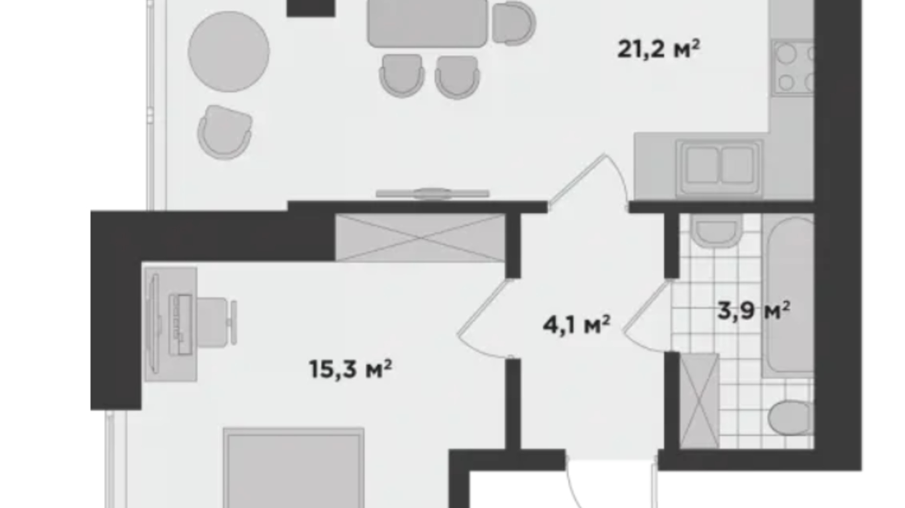 Планировка 1-комнатной квартиры в ЖК Millennium State 44.5 м², фото 568764