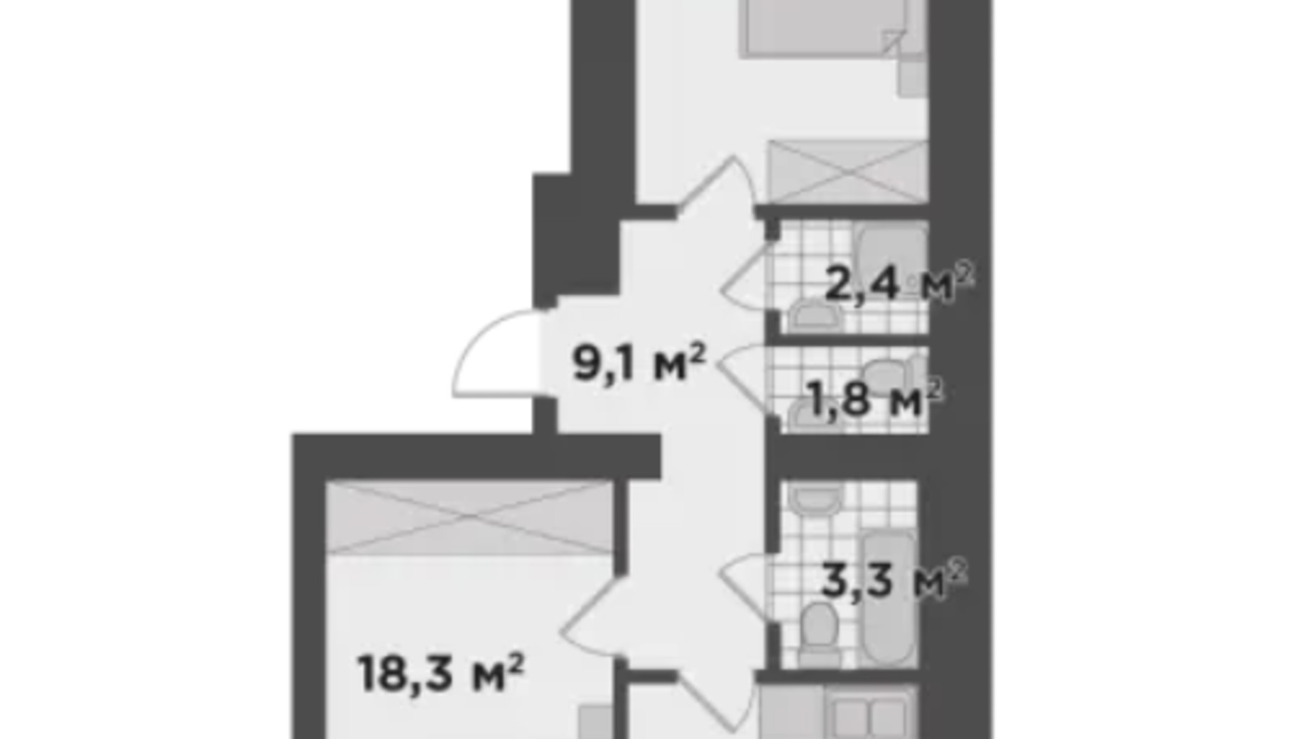 Планування 2-кімнатної квартири в ЖК Millennium State 73.7 м², фото 568766