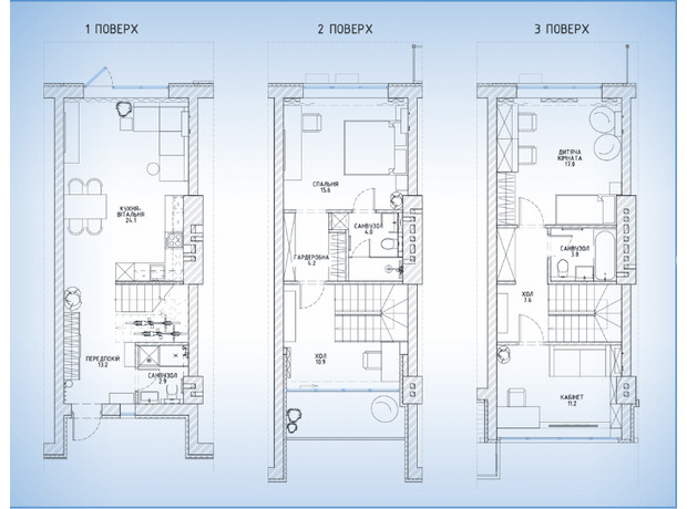 Таунхаус Rusaniv Gardens: планировка 4-комнатной квартиры 117.5 м²