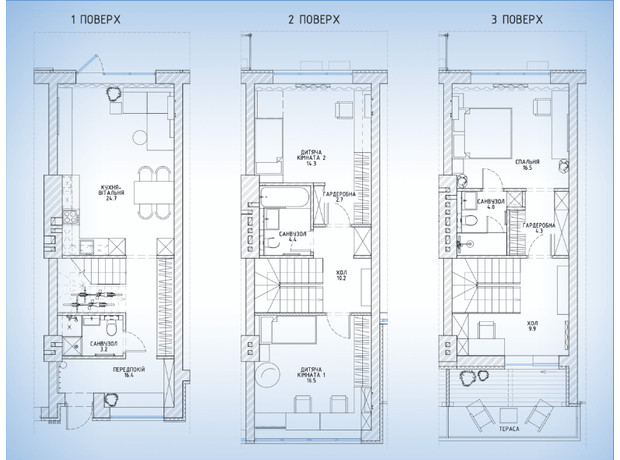 Таунхаус Rusaniv Gardens: планировка 4-комнатной квартиры 130.6 м²
