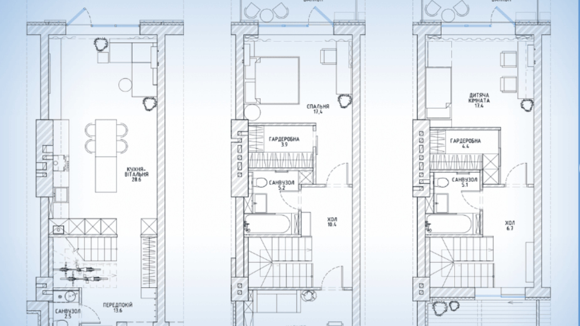 Планировка таунхауса в Таунхаус Rusaniv Gardens 133.6 м², фото 569280