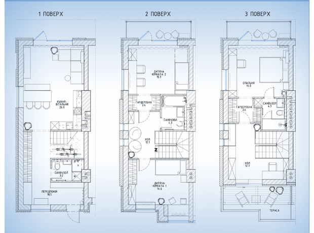 Таунхаус Rusaniv Gardens: планировка 4-комнатной квартиры 136.8 м²