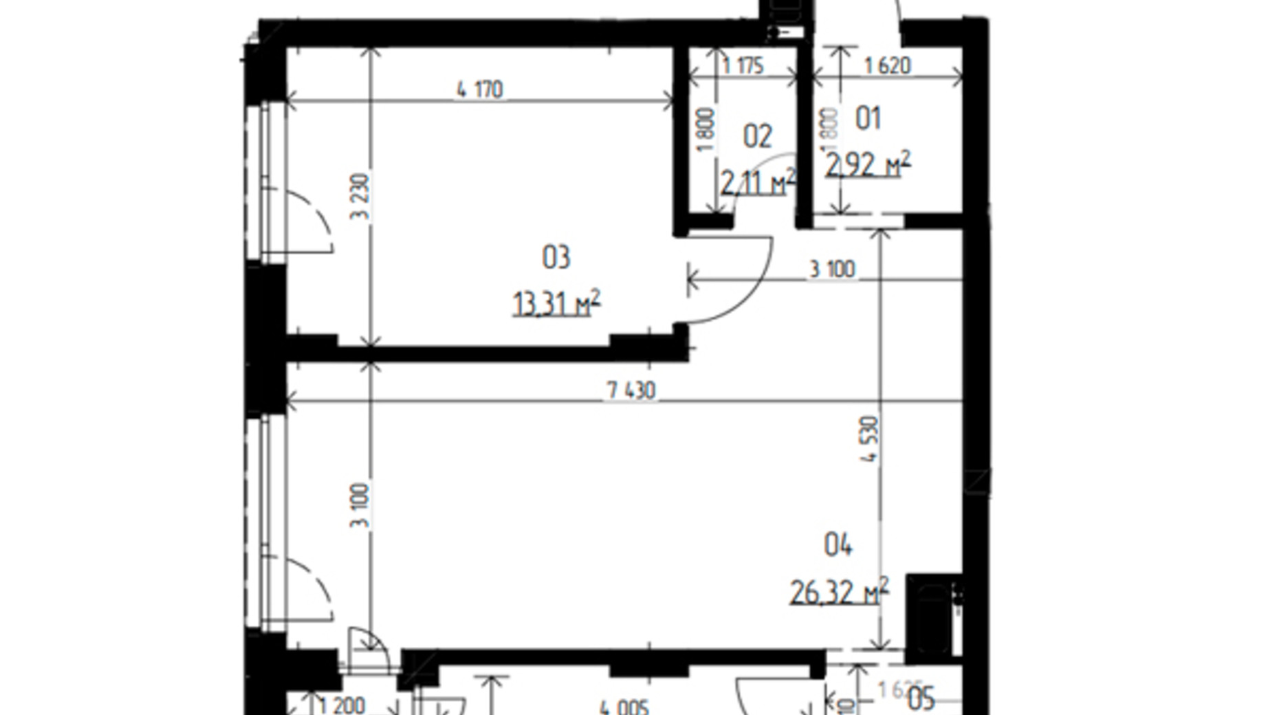 Планування 3-кімнатної квартири в ЖК Laketown 65.11 м², фото 569454