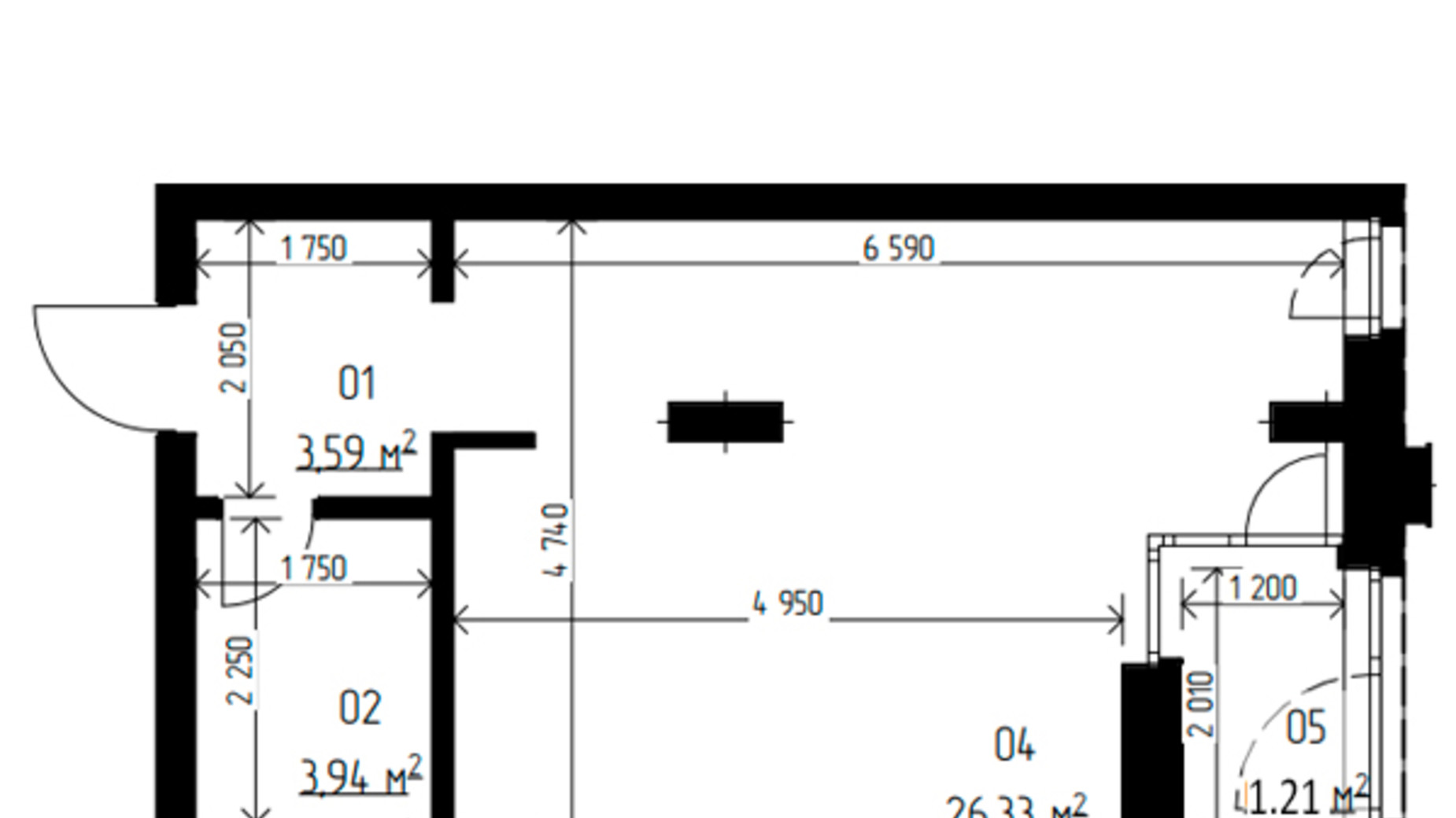 Планування 1-кімнатної квартири в ЖК Laketown 35.07 м², фото 569459