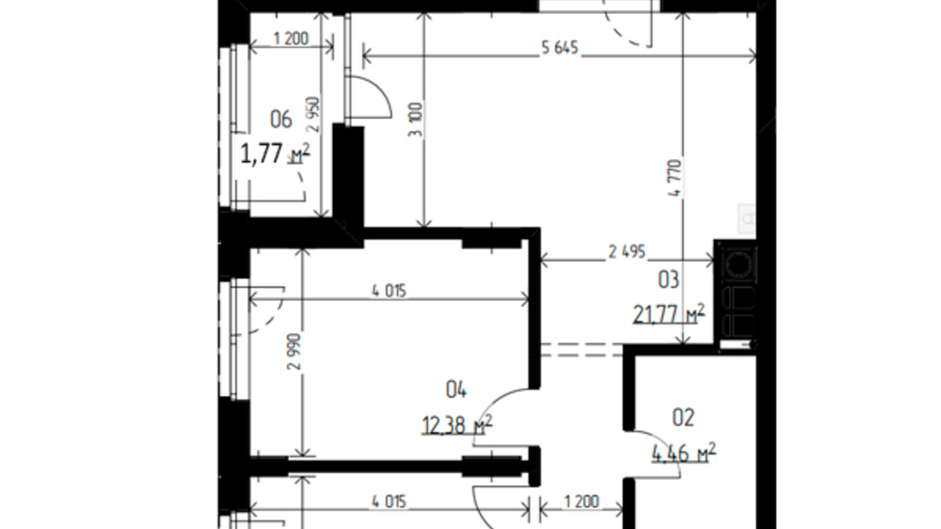 Планировка 2-комнатной квартиры в ЖК Laketown 57.97 м², фото 569464