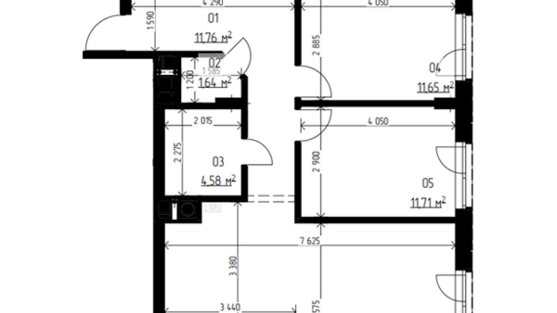 Планування 2-кімнатної квартири в ЖК Laketown 73.44 м², фото 569465