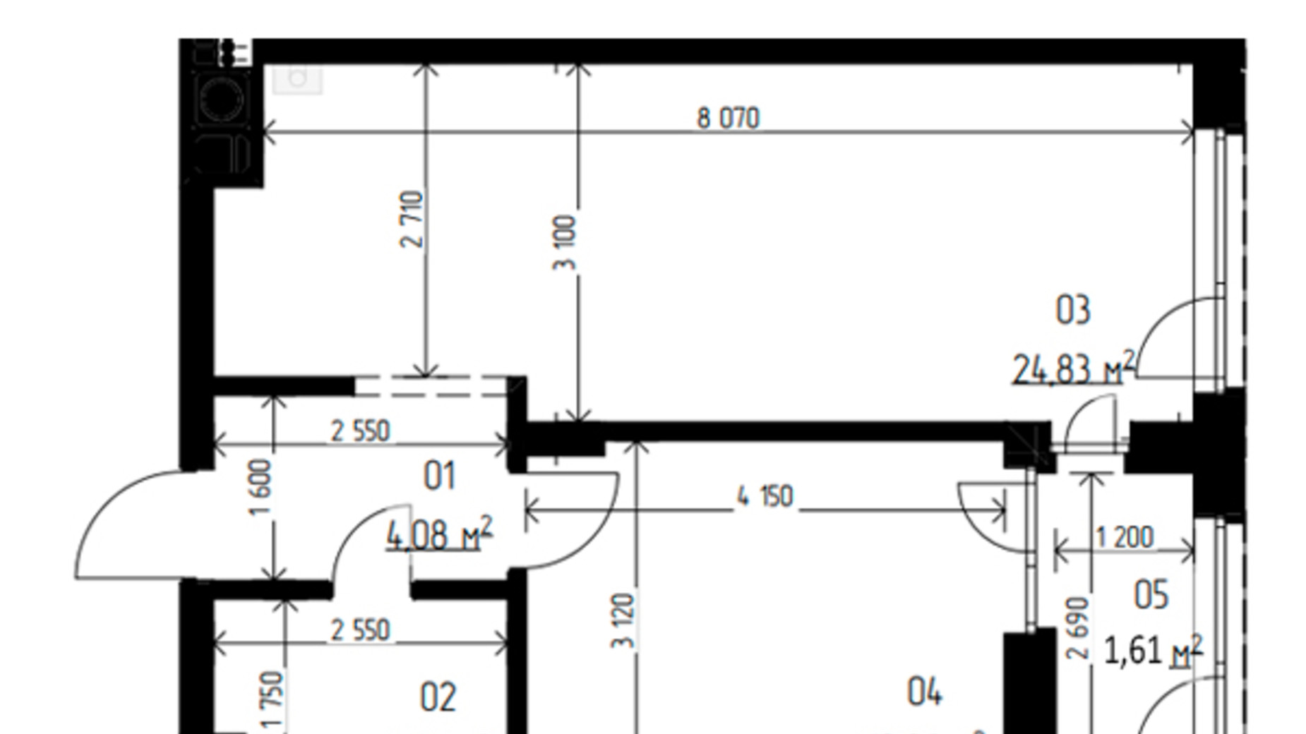 Планировка 1-комнатной квартиры в ЖК Laketown 47.69 м², фото 569469