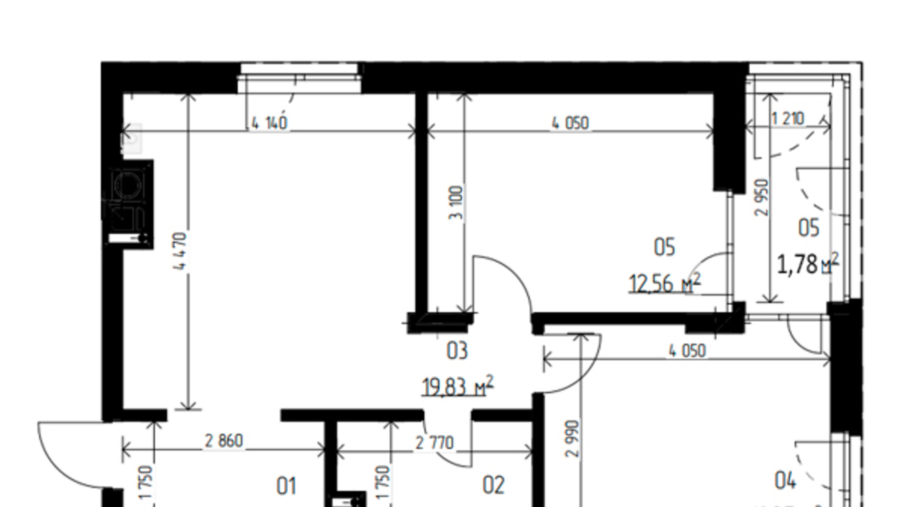 Планировка 2-комнатной квартиры в ЖК Laketown 56.1 м², фото 569471