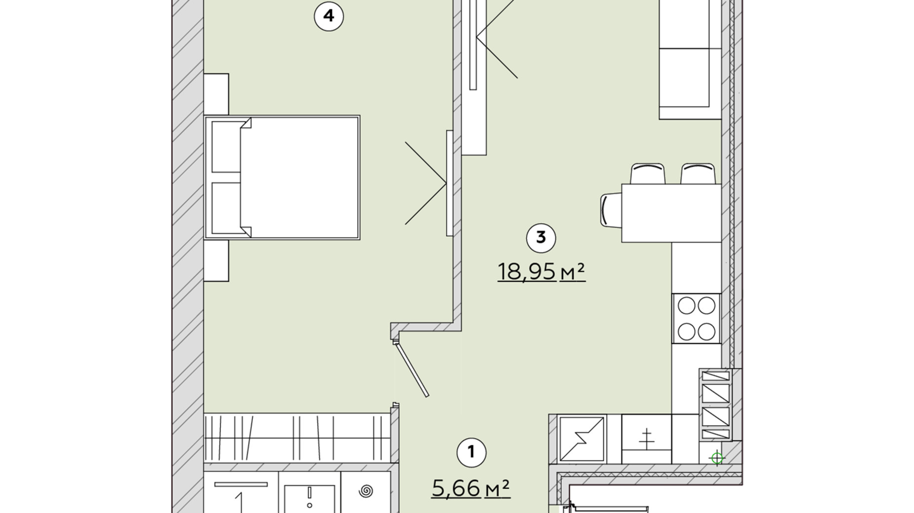 Планировка 1-комнатной квартиры в ЖК Osnova 47.68 м², фото 570165