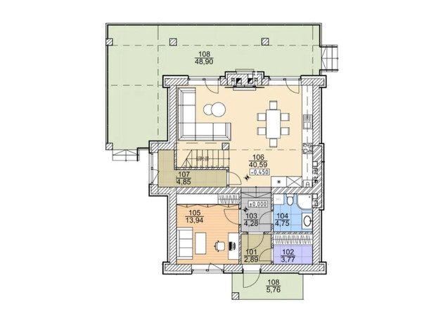 КГ Коттеджи возле Озер: планировка 4-комнатной квартиры 177 м²