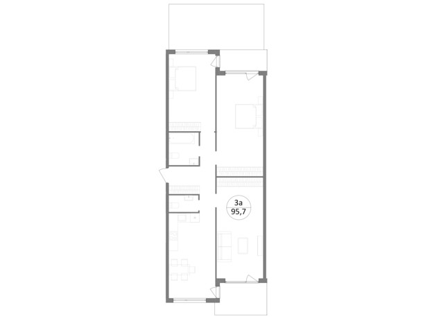 ЖК Гринвуд-2: планировка 3-комнатной квартиры 97 м²