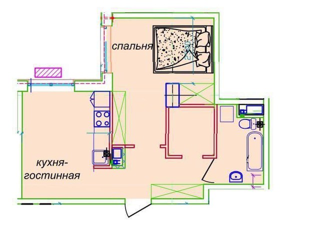 ЖК Миронова: вільне планування квартири 44.7 м²