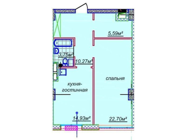 ЖК Миронова: вільне планування квартири 58.5 м²