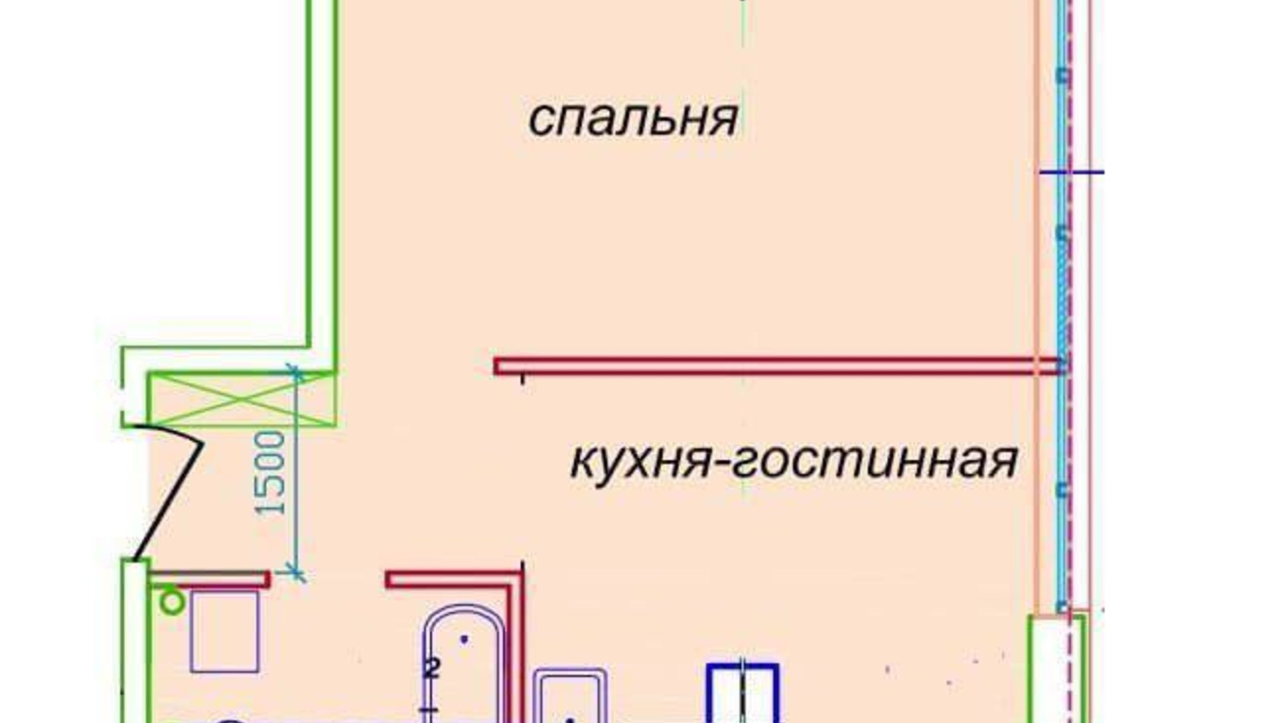 Планировка свободная планировка квартиры в ЖК Миронова 37 м², фото 571012