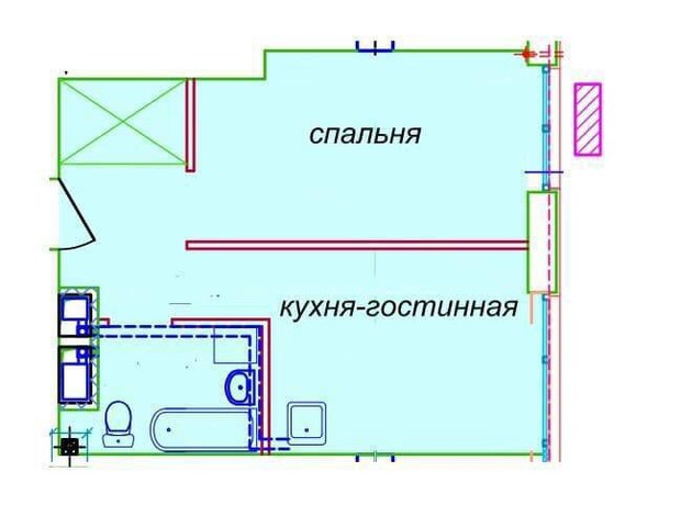 ЖК Миронова: свободная планировка квартиры 35.7 м²