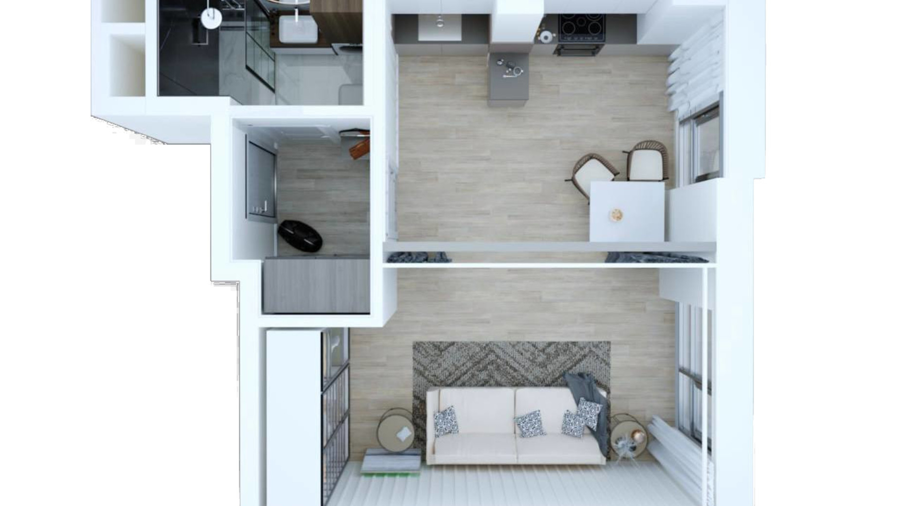Планировка свободная планировка квартиры в ЖК Миронова 33.37 м², фото 571016