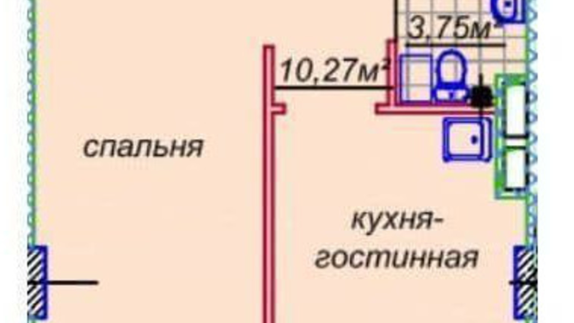 Планировка свободная планировка квартиры в ЖК Миронова 60.13 м², фото 571017