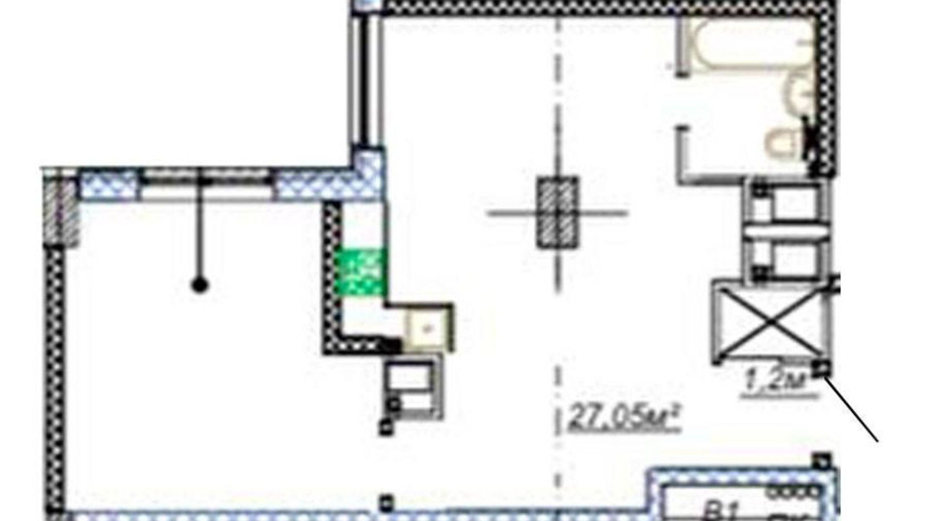 Планировка свободная планировка квартиры в ЖК Миронова 51.7 м², фото 571022