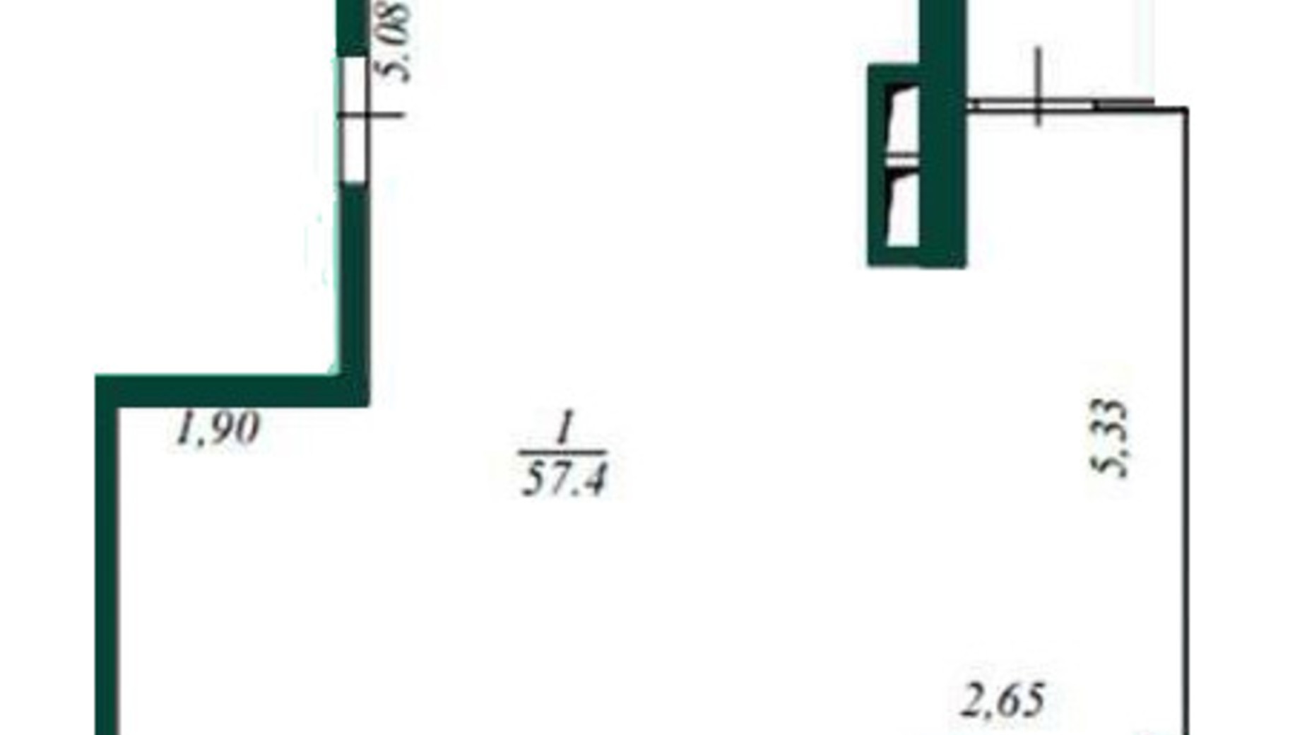 Планировка свободная планировка квартиры в ЖК Миронова 61.8 м², фото 571024