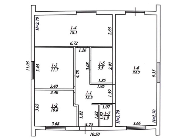 КМ Millennium House: планування 3-кімнатної квартири 95.2 м²