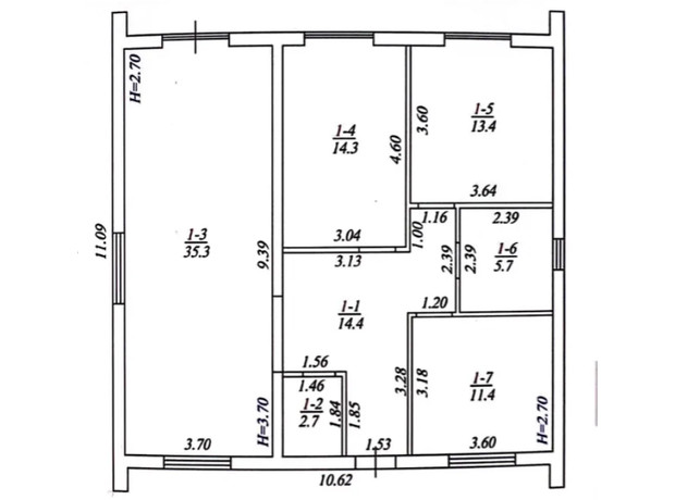 КМ Millennium House: планування 3-кімнатної квартири 97.2 м²