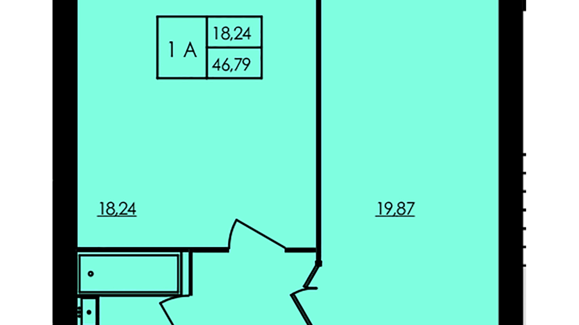 Планування 1-кімнатної квартири в ЖК City Park 47.91 м², фото 571309