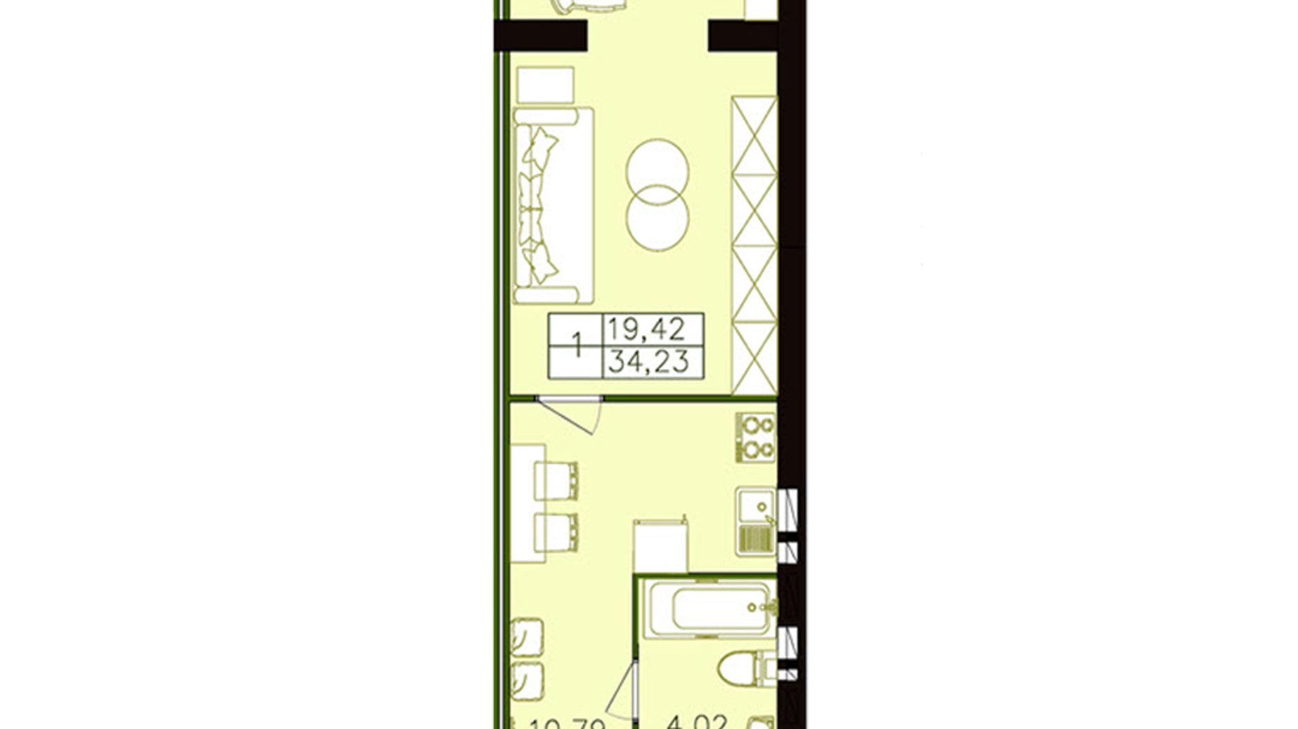 Планування смарт квартири в ЖК Форрест 33.29 м², фото 571341