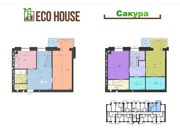 ЖК Eco House: планировка 3-комнатной квартиры 107.8 м²