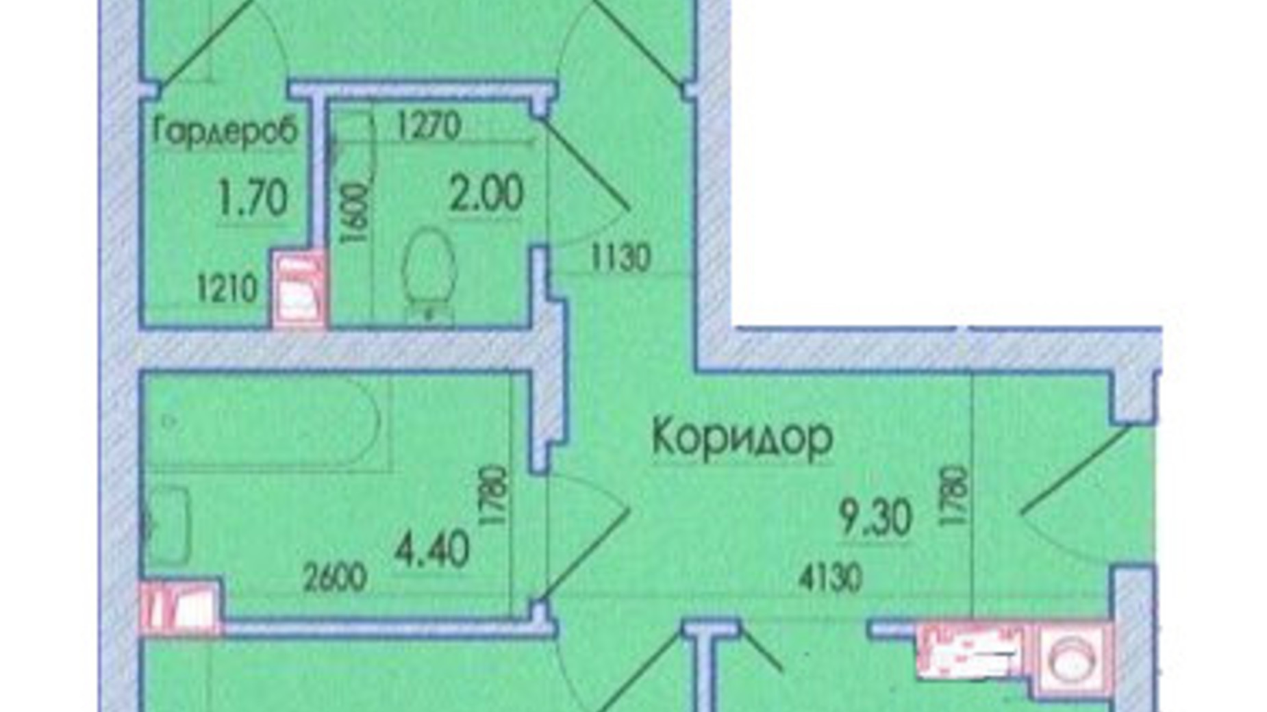 Планування 2-кімнатної квартири в ЖК Senator 71.1 м², фото 571690