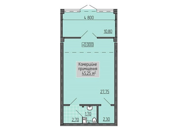 ЖК Senator: планировка помощения 45.6 м²