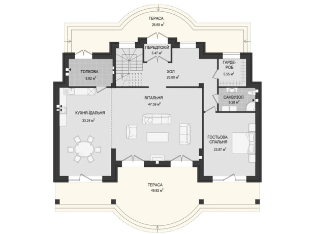 КМ Маєток VIP-CLUB: планування 4-кімнатної квартири 300 м²