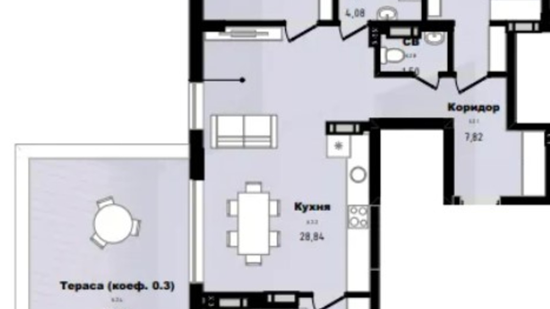 Планировка 3-комнатной квартиры в ЖК Horizon 103.8 м², фото 571981