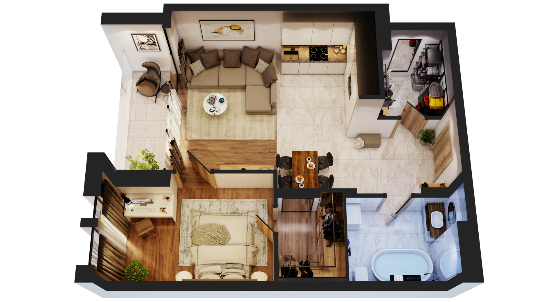 Планування 2-кімнатної квартири в КБ Nobility 64.5 м², фото 571994