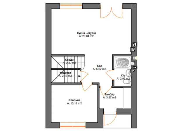 Таунхаус Brighton Garden: планировка 4-комнатной квартиры 92 м²