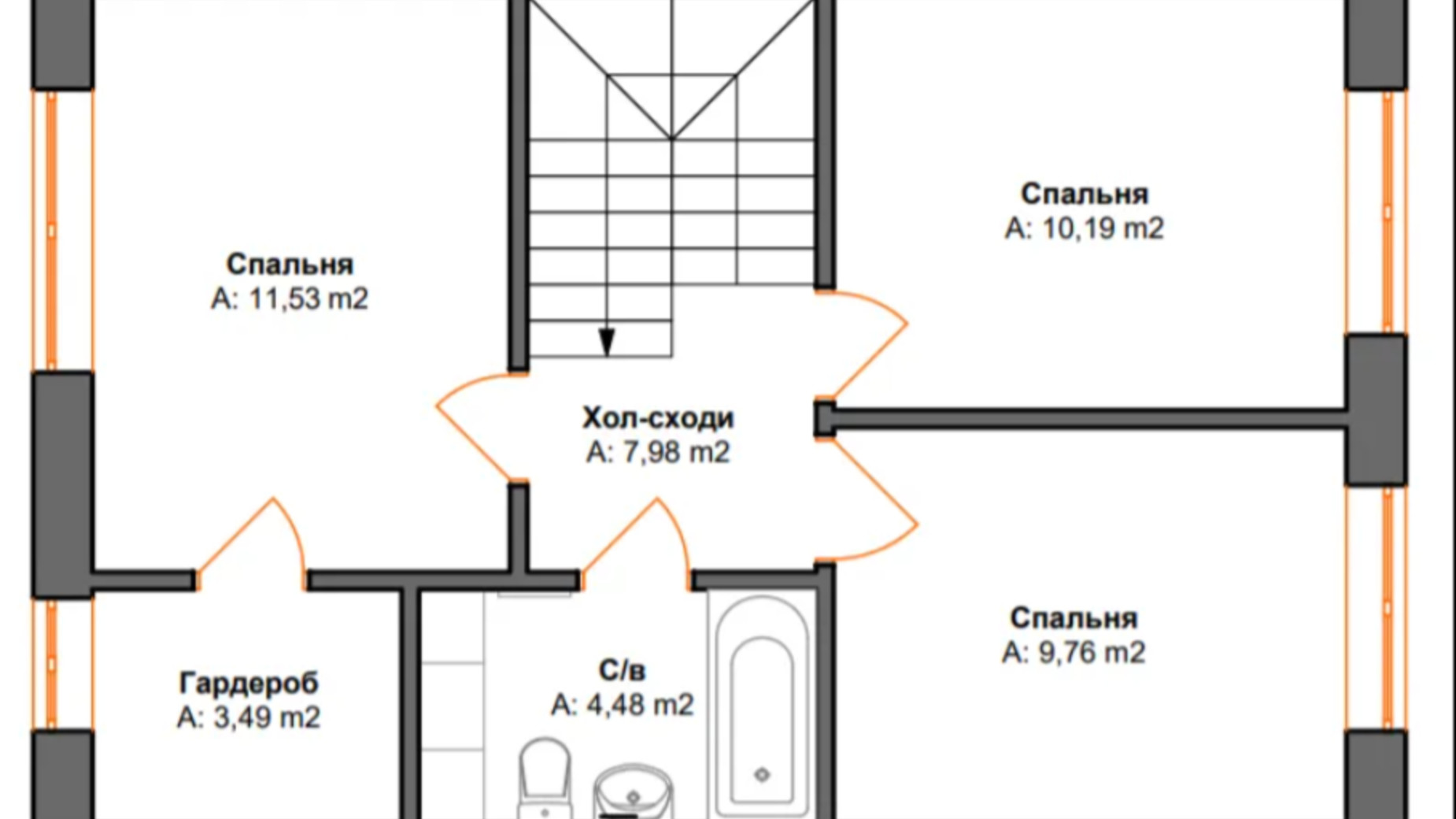 Планування таунхауса в Таунхаус Brighton Garden 94 м², фото 572073