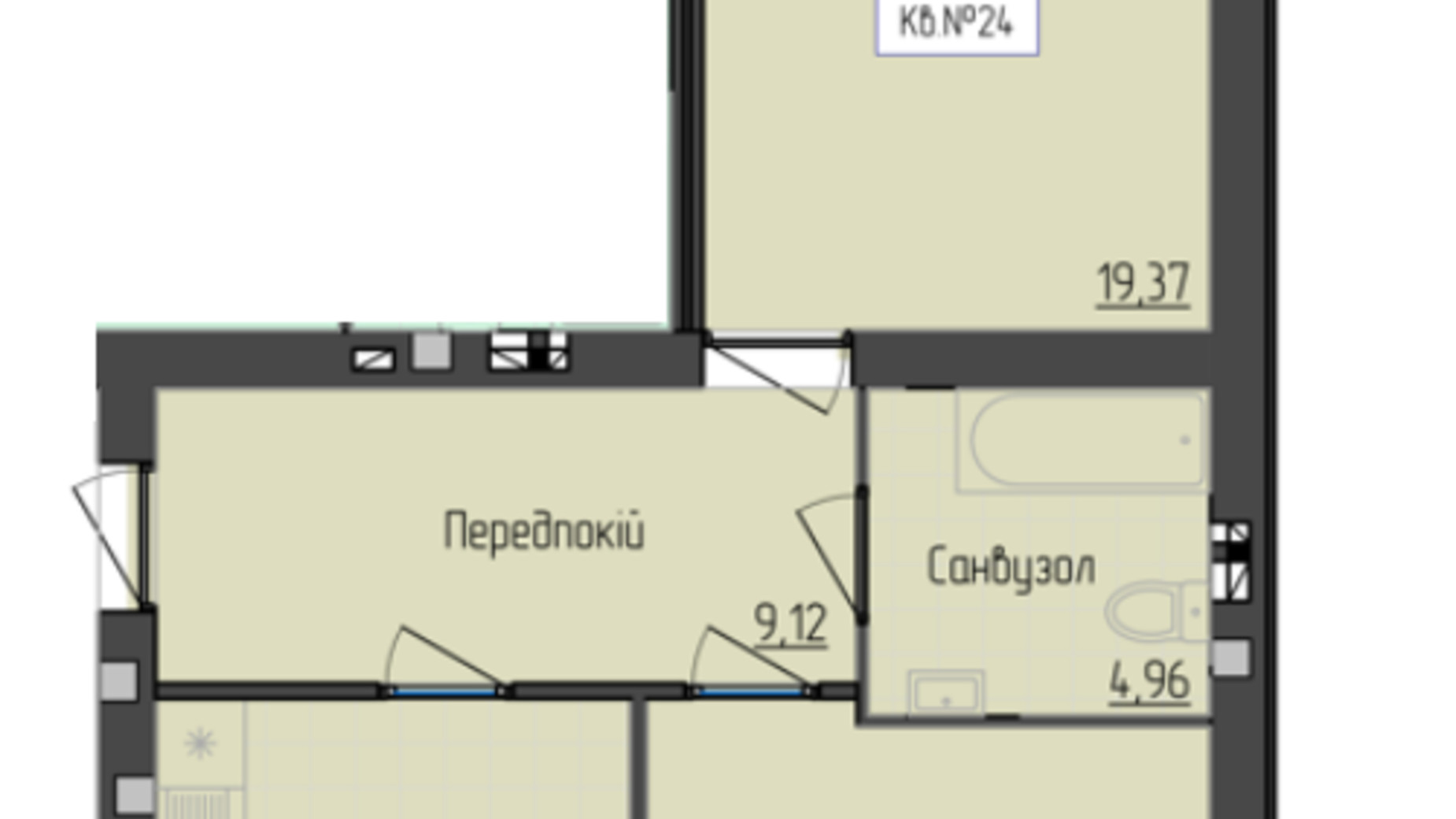 Планировка 2-комнатной квартиры в ЖК 9 район 73.58 м², фото 572531