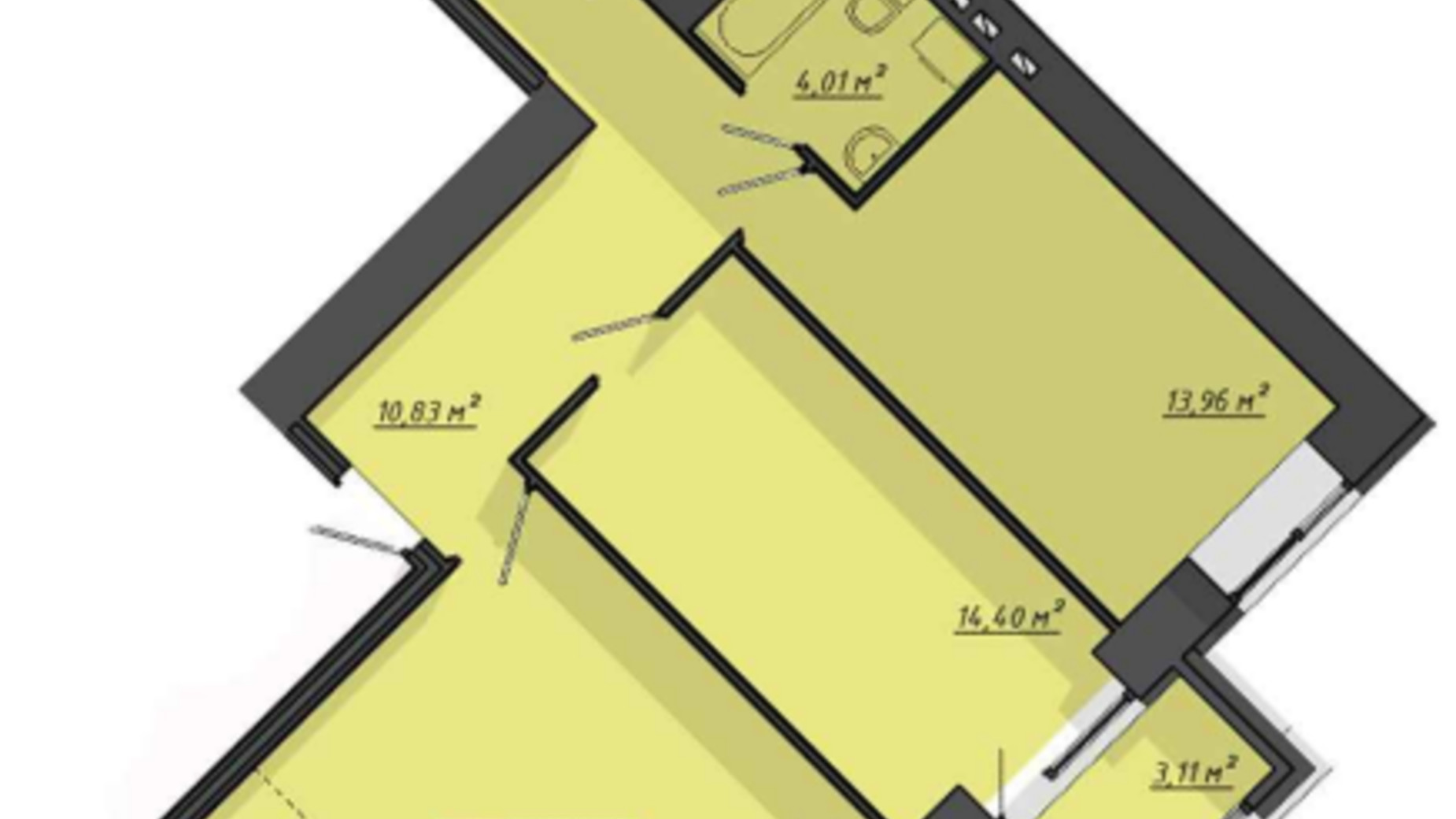 Планировка 3-комнатной квартиры в ЖК Львовский 99.1 м², фото 572835