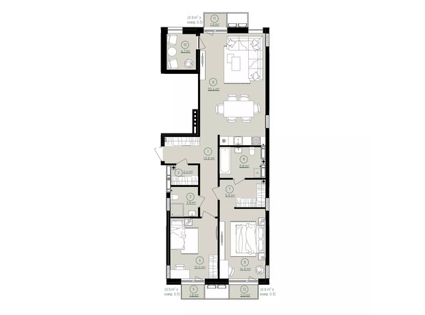 ЖК Будинок на Вавилових: планування 2-кімнатної квартири 94.4 м²