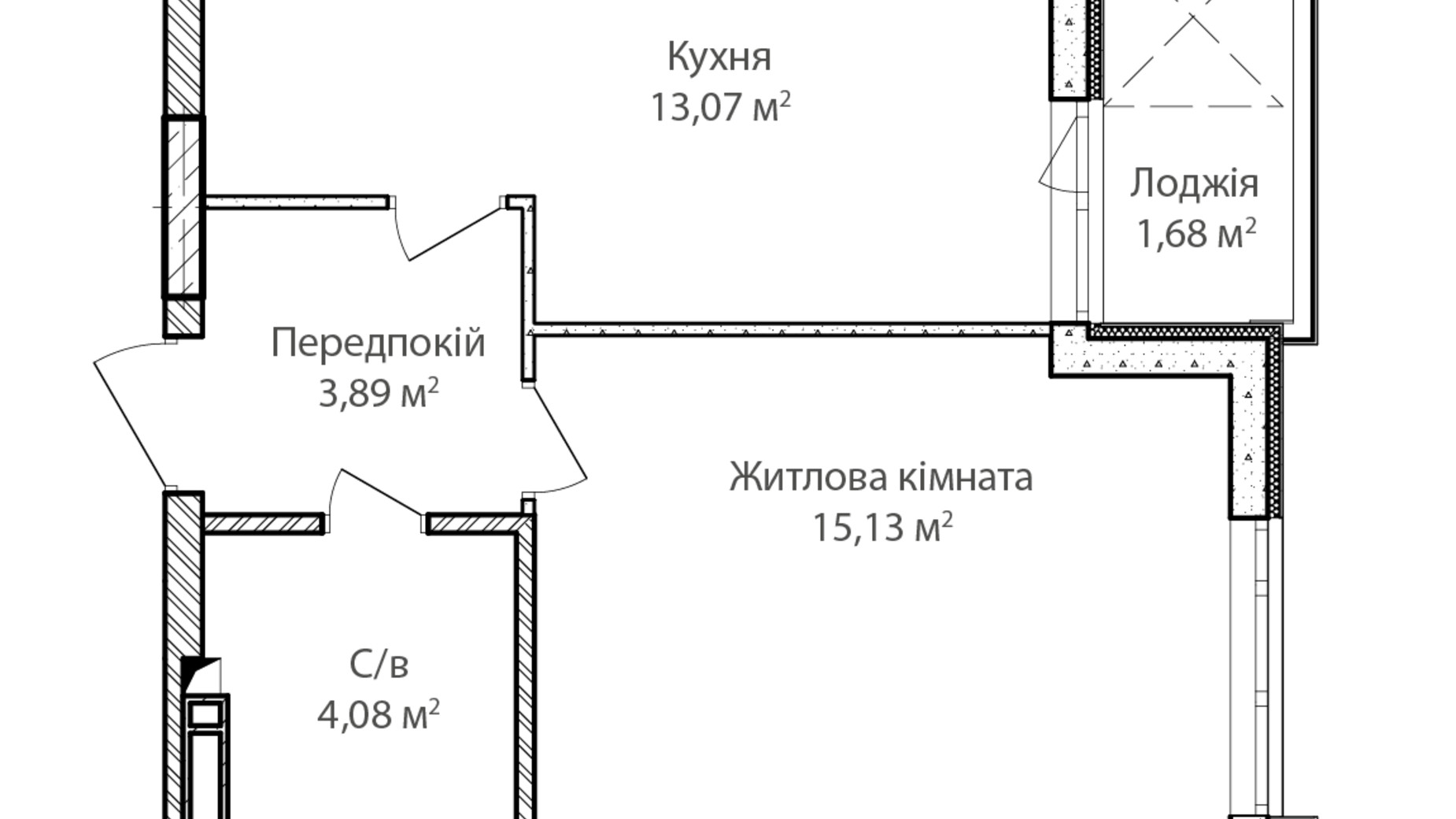 Планировка 1-комнатной квартиры в ЖК Синергия Сити 39 м², фото 573490