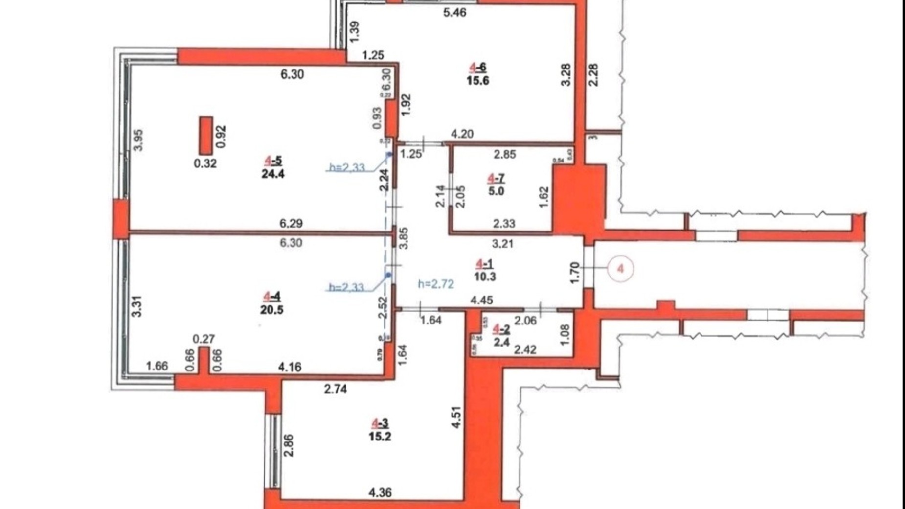 Планировка 3-комнатной квартиры в ЖК Медовый сад 94.22 м², фото 574158