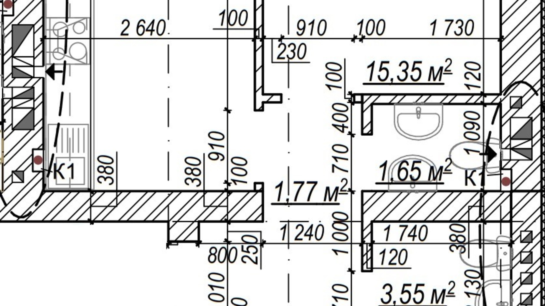 Планування 2-кімнатної квартири в ЖК Молодість 54.52 м², фото 574185