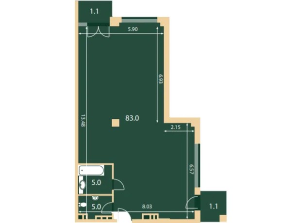 ЖК Hidden: вільне планування квартири 94.7 м²