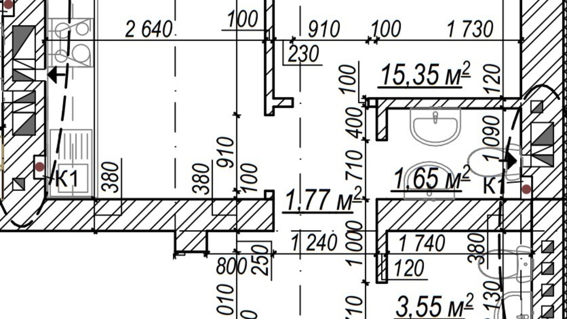 Планування 2-кімнатної квартири в ЖК Молодість 55.2 м², фото 574242