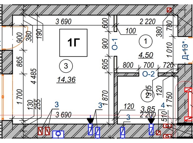 ЖК Молодость: планировка 1-комнатной квартиры 22.71 м²